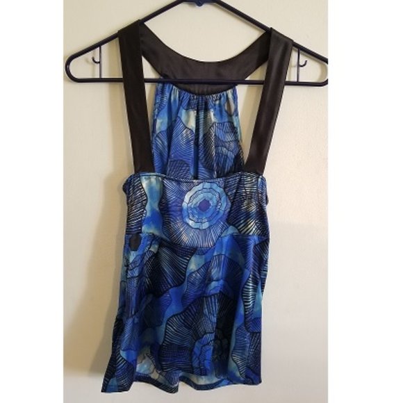 Marciano Silk Blue & Black Top Size Small - Picture 4 of 7